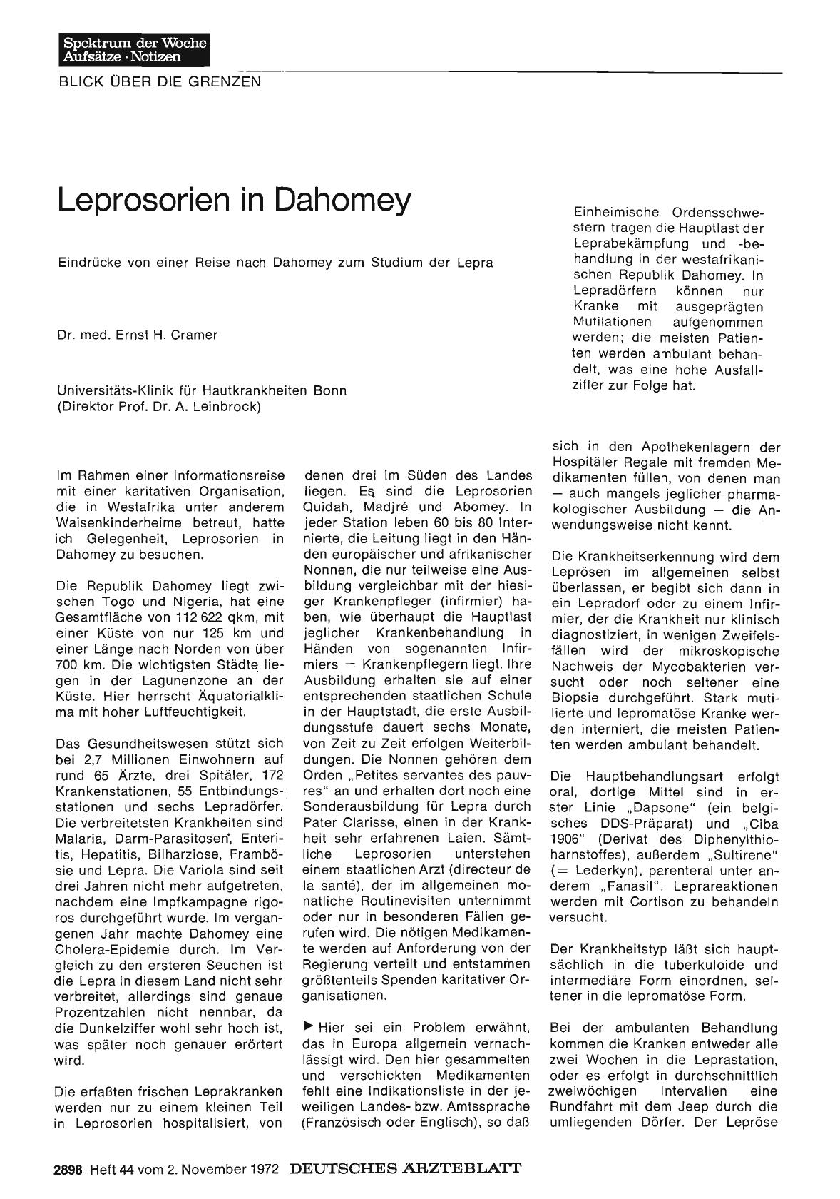 Vorschauseite 1: Leprosorien in Dahomey: Eindrücke von einer Reise nach Dahomey zum Studium der Lepra