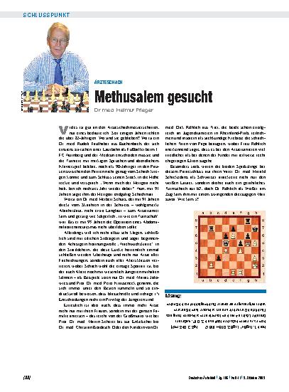 Vorschauseite 1: Ärzteschach: Methusalem gesucht