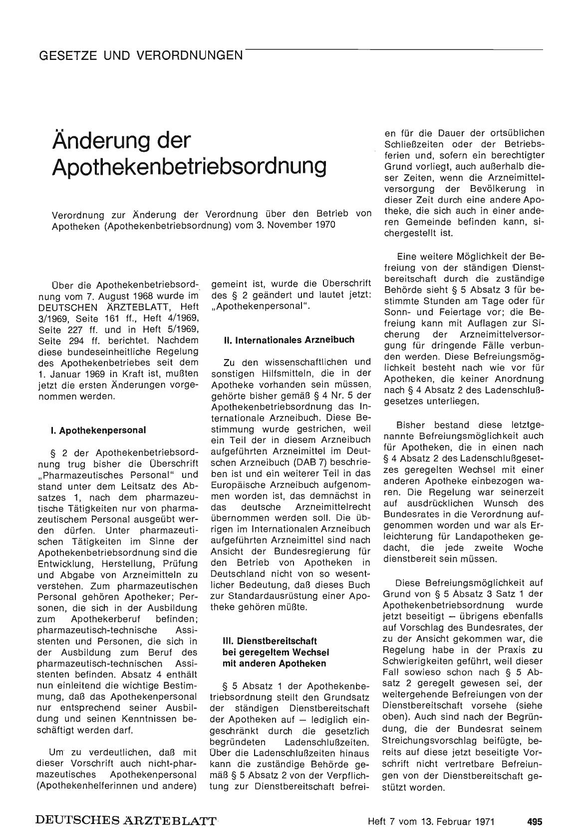 Vorschauseite 1: Änderung der Apothekenbetriebsordnung