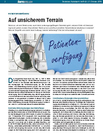 Vorschauseite 1: Patientenverfügung: Auf unsicherem Terrain