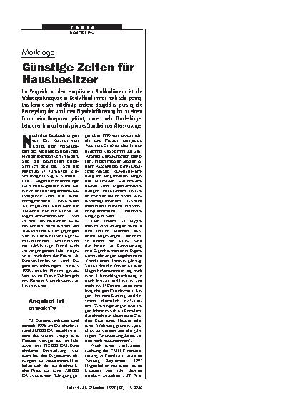 Vorschauseite 1: Marktlage: Günstige Zeiten für Hausbesitzer