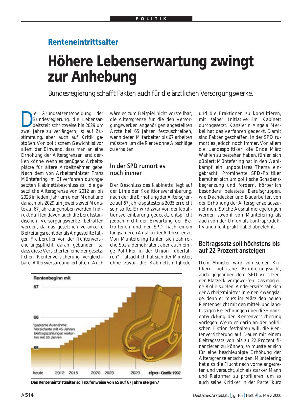 Vorschauseite 1: Renteneintrittsalter: Höhere Lebenserwartung zwingt zur Anhebung