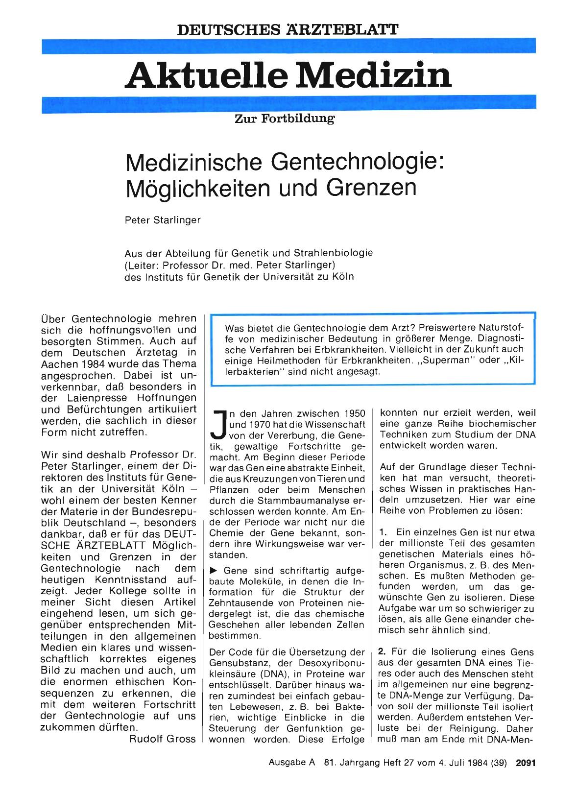 Vorschauseite 1: Medizinische Gentechnologie: Möglichkeiten und Grenzen