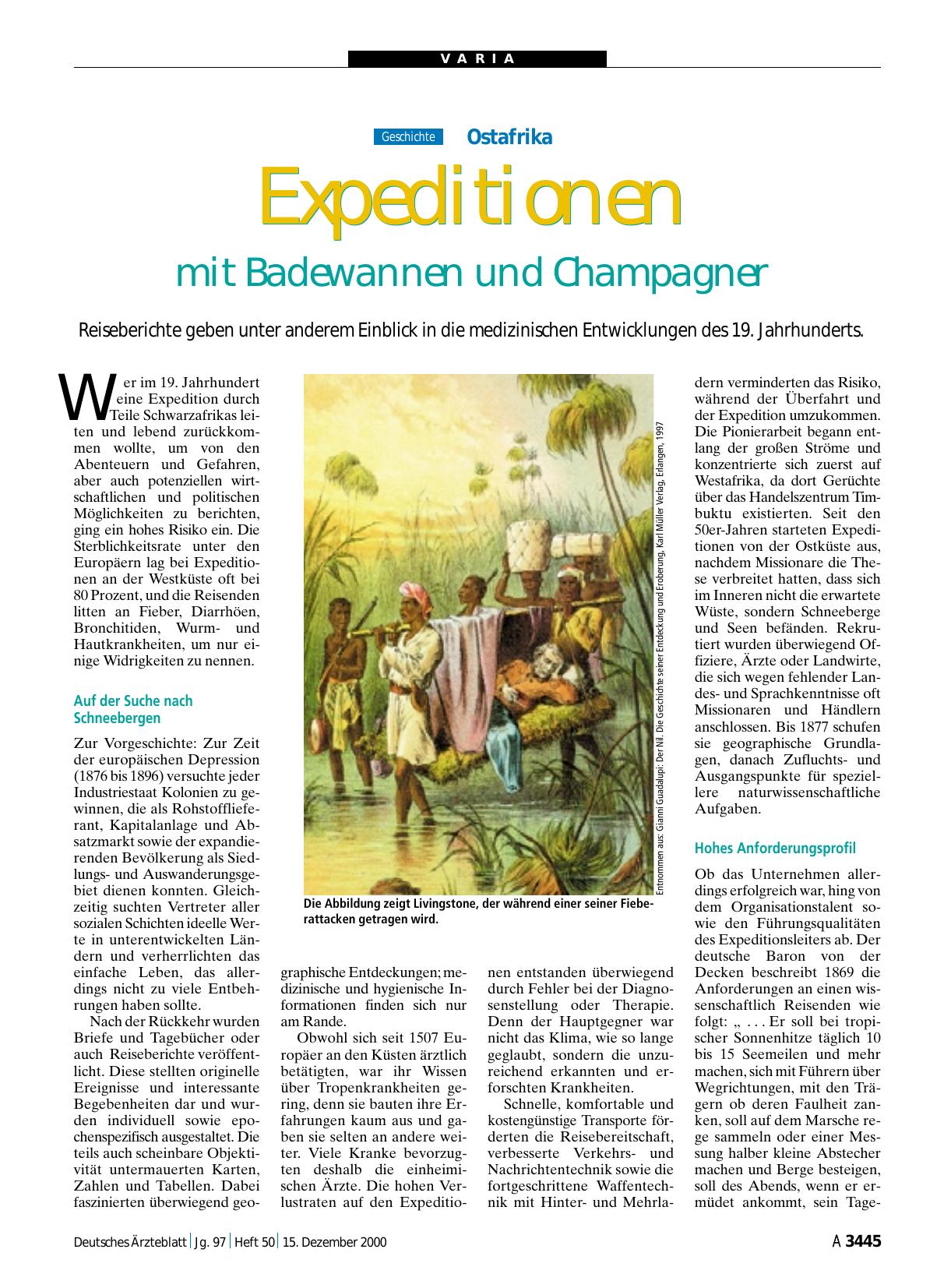 Vorschauseite 1: Ostafrika: Expeditionen mit Badewannen und Champagner