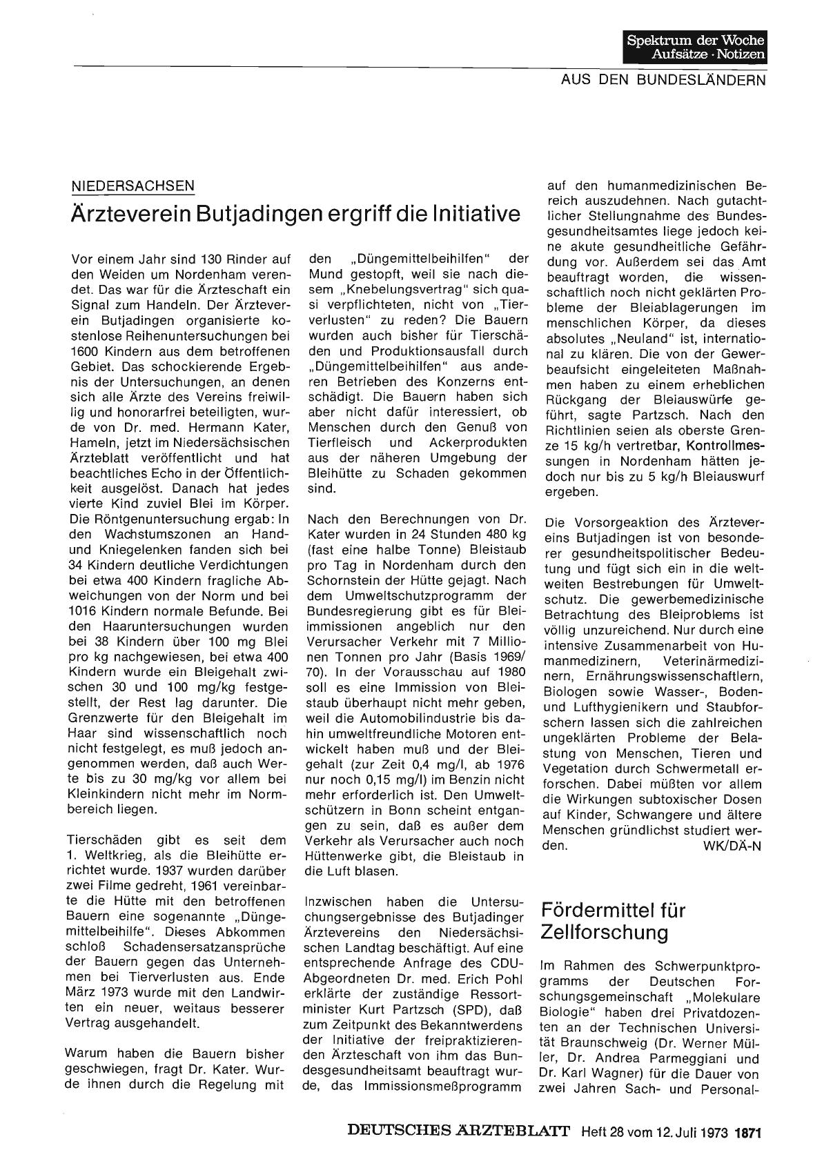 Vorschauseite 1: NIEDERSACHSEN: Fördermittel für Zellforschung