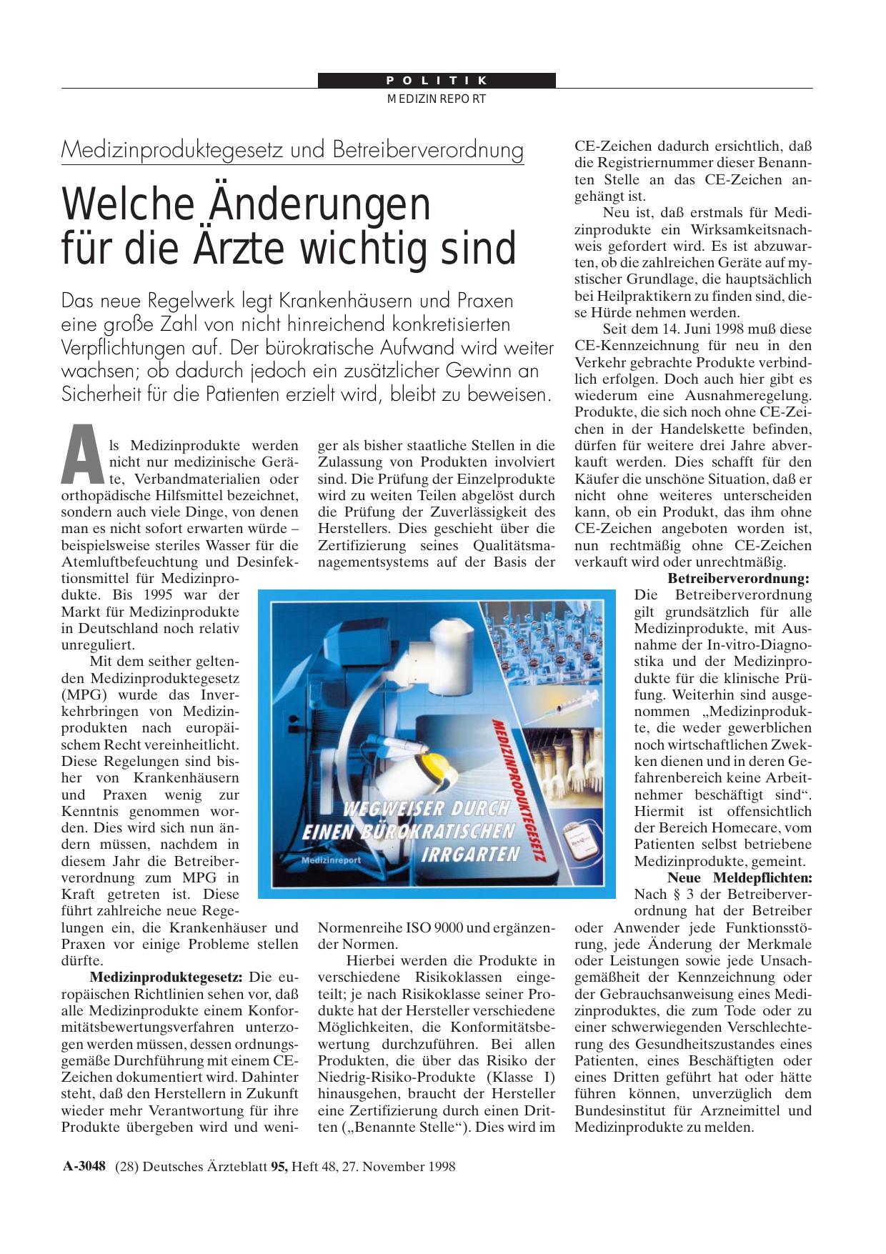 Vorschauseite 1: Medizinproduktegesetz und Betreiberverordnung: Welche Änderungen für die Ärzte wichtig sind
