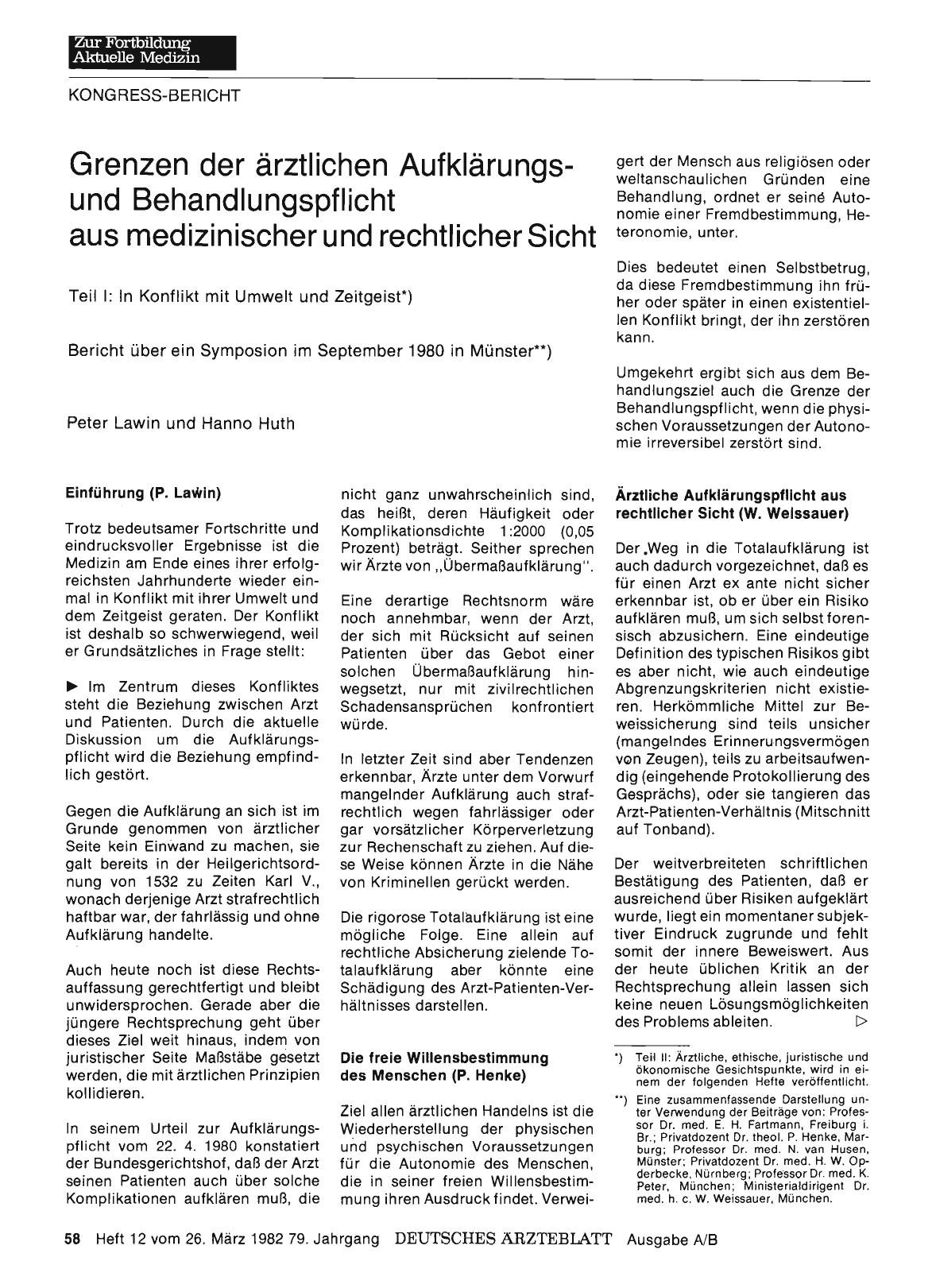 Vorschauseite 1: Grenzen der ärztlichen Aufklärungsund Behandlungspflicht aus medizinischer und rechtlicher Sicht