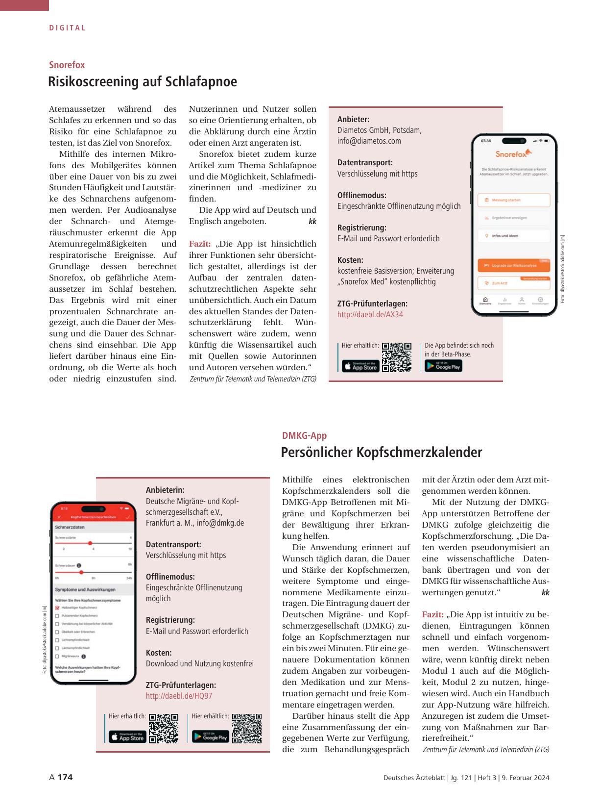Vorschauseite 1: DMKG-App: Persönlicher Kopfschmerzkalender
