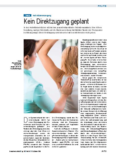 Vorschauseite 1: Heilmittelversorgung: Kein Direktzugang geplant