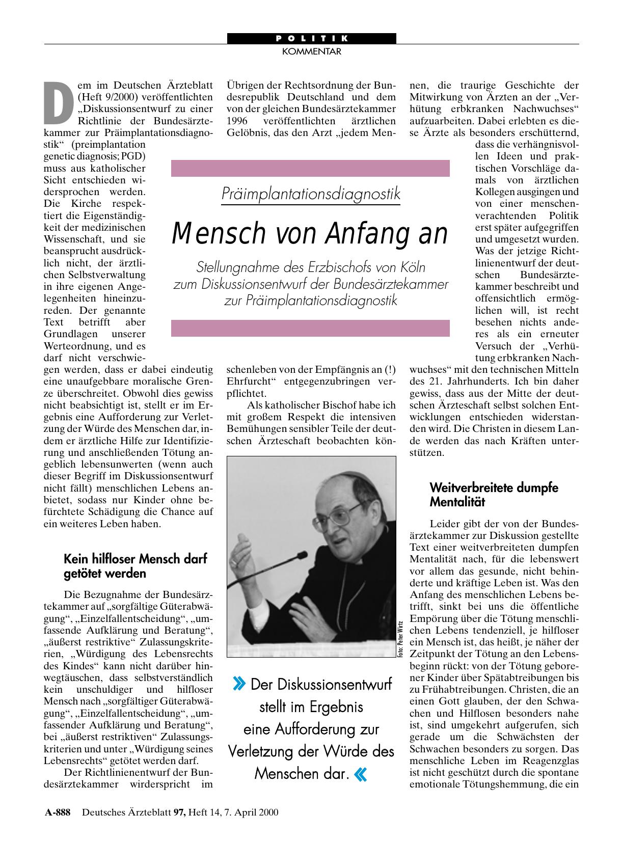 Vorschauseite 1: Präimplantationsdiagnostik: Mensch von Anfang an