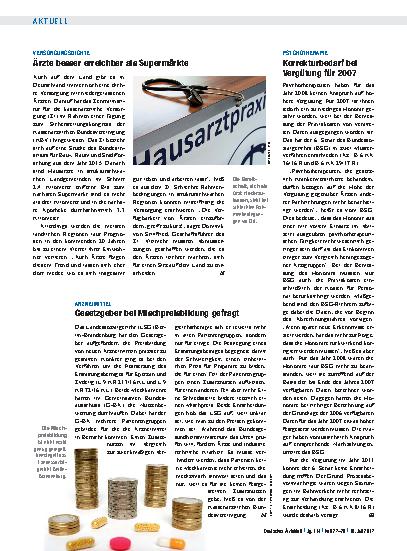 Vorschauseite 1: Psychotherapie: Korrekturbedarf bei Vergütung für 2007