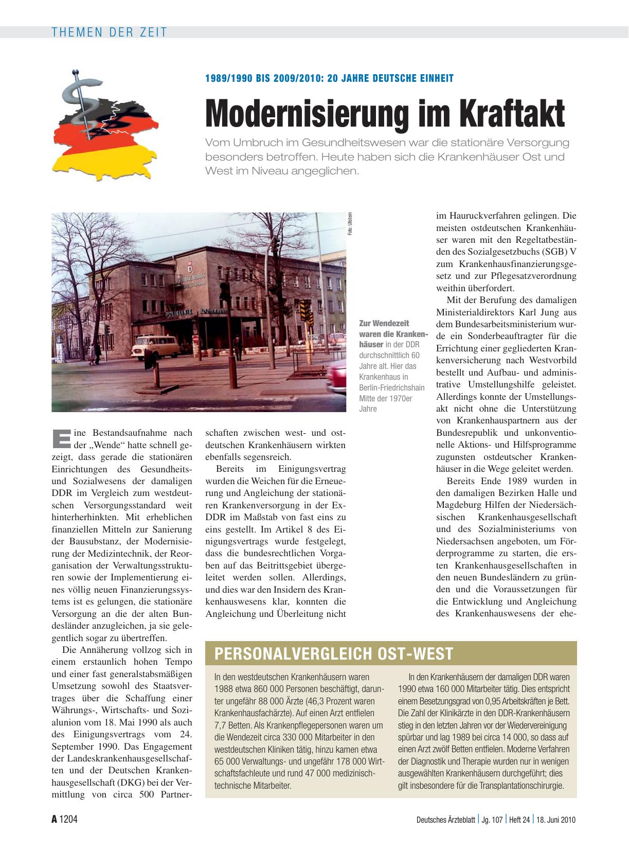 Vorschauseite 1: 1989/1990 bis 2009/2010: 20 Jahre deutsche Einheit: Modernisierung im Kraftakt