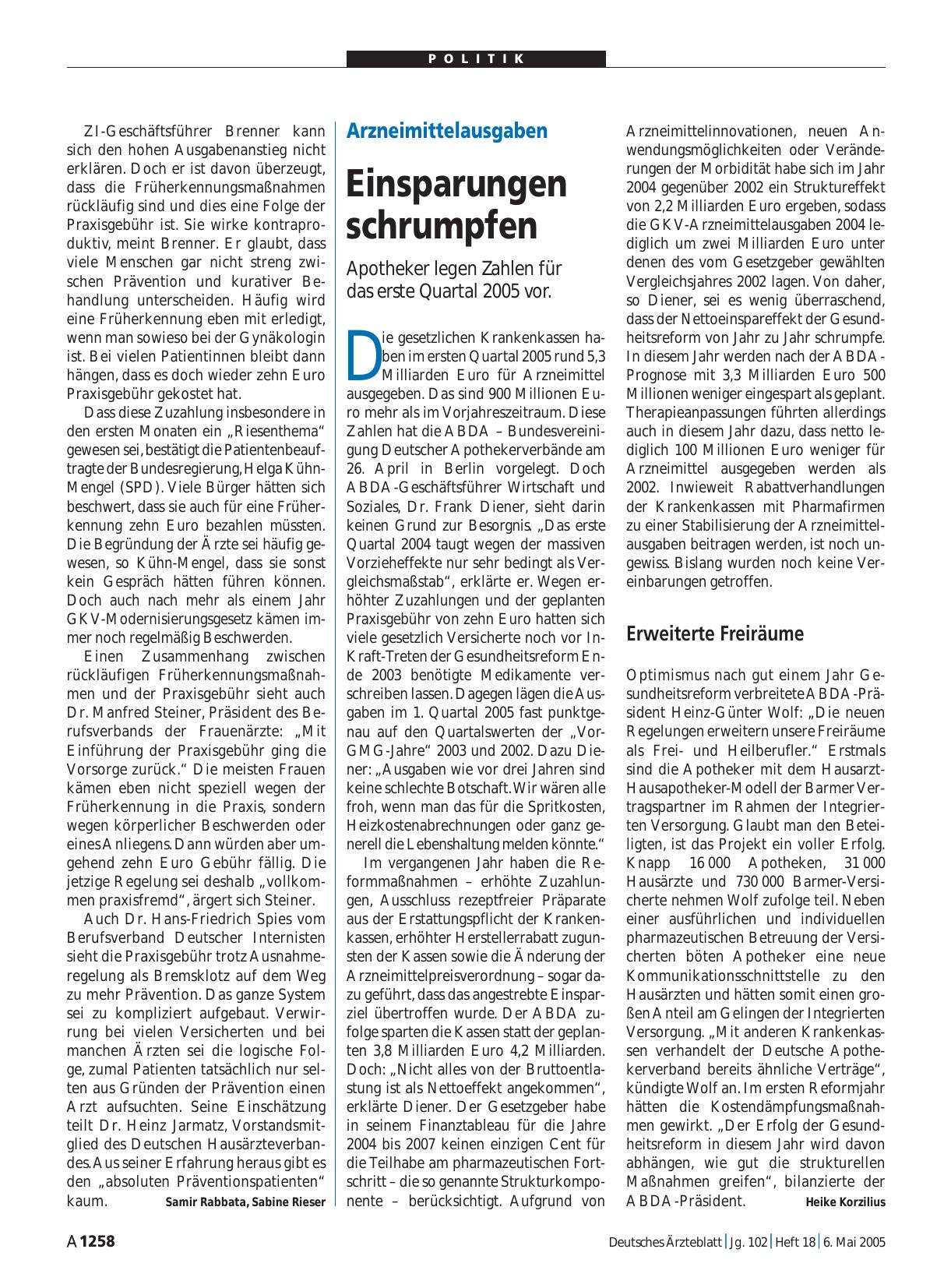 Vorschauseite 1: Arzneimittelausgaben: Einsparungen schrumpfen