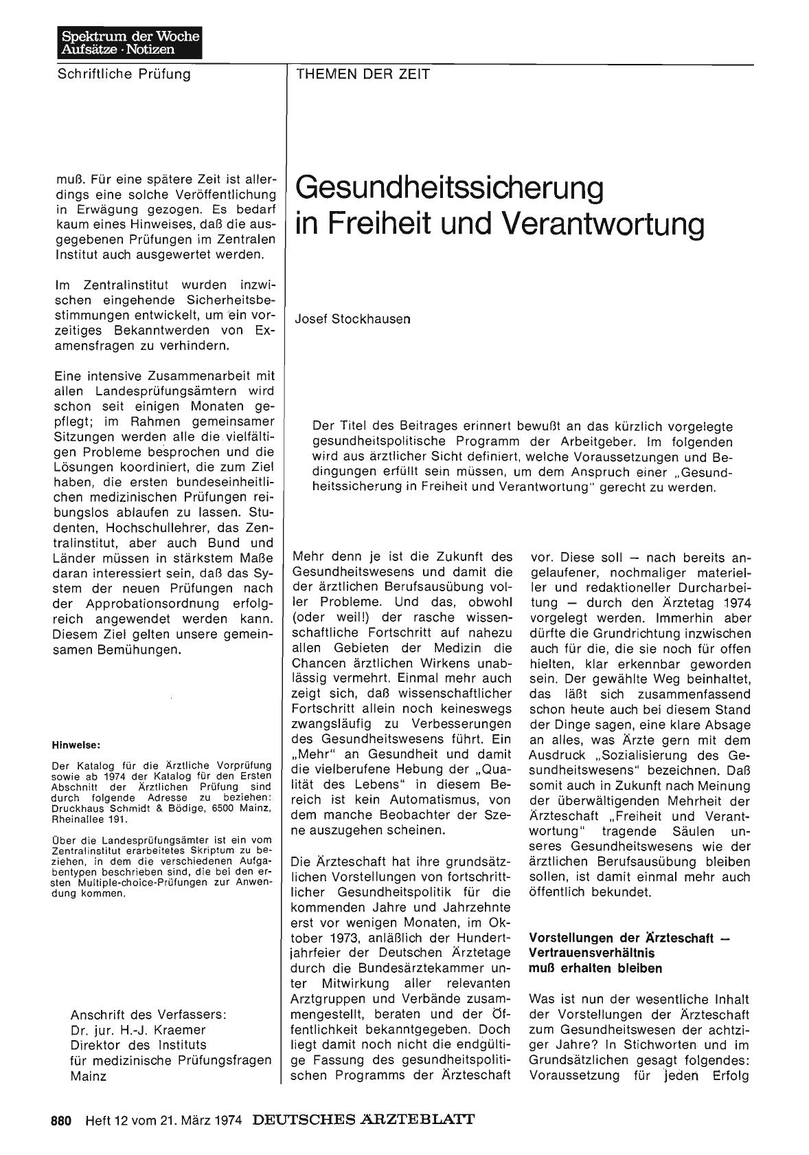 Vorschauseite 1: Gesundheitssicherung in Freiheit und Verantwortung