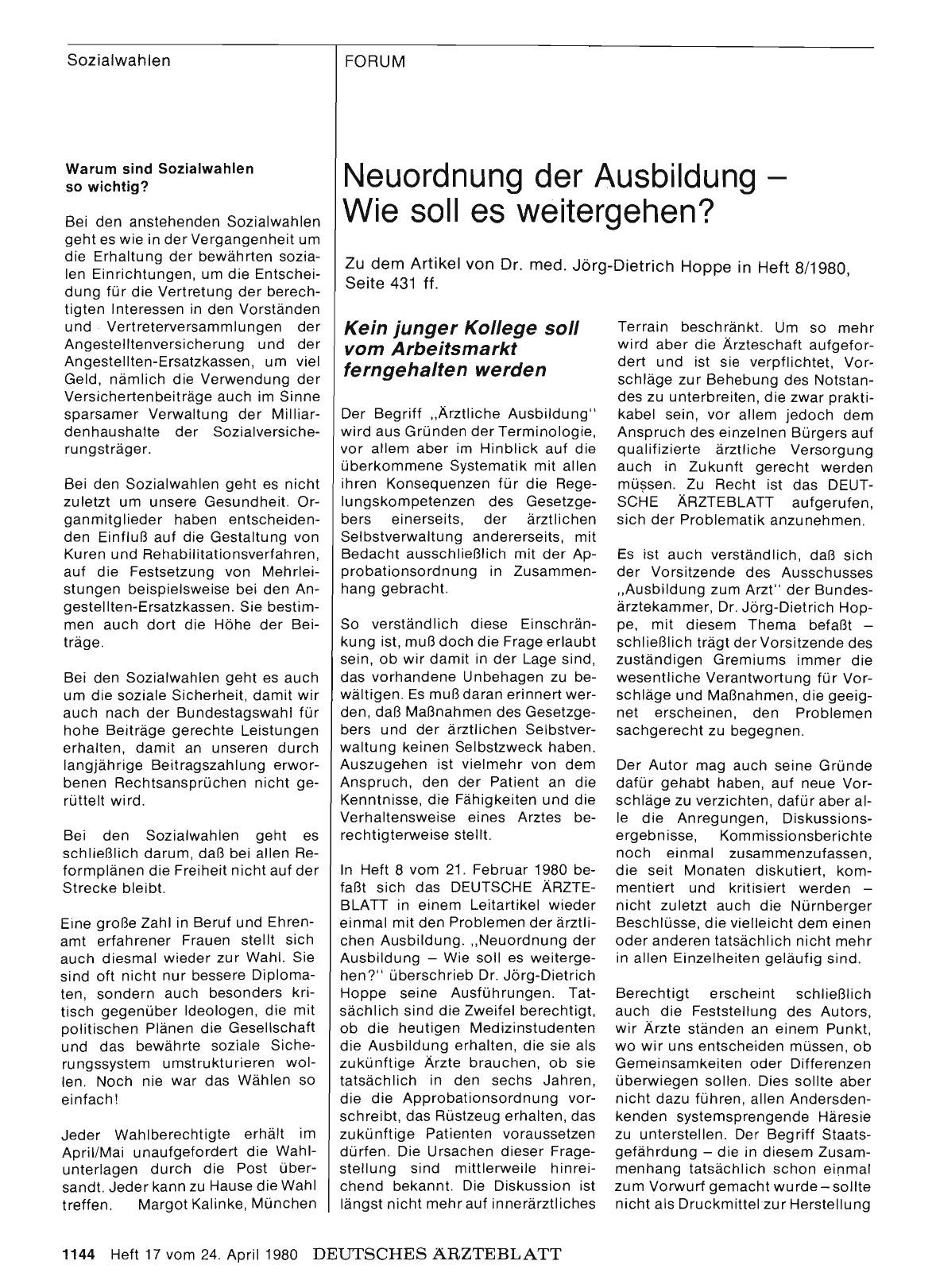 Vorschauseite 1: Neuordnung der Ausbildung — Wie soll es weitergehen? : Kein junger Kollege soll vom Arbeitsmarkt ferngehalten werden