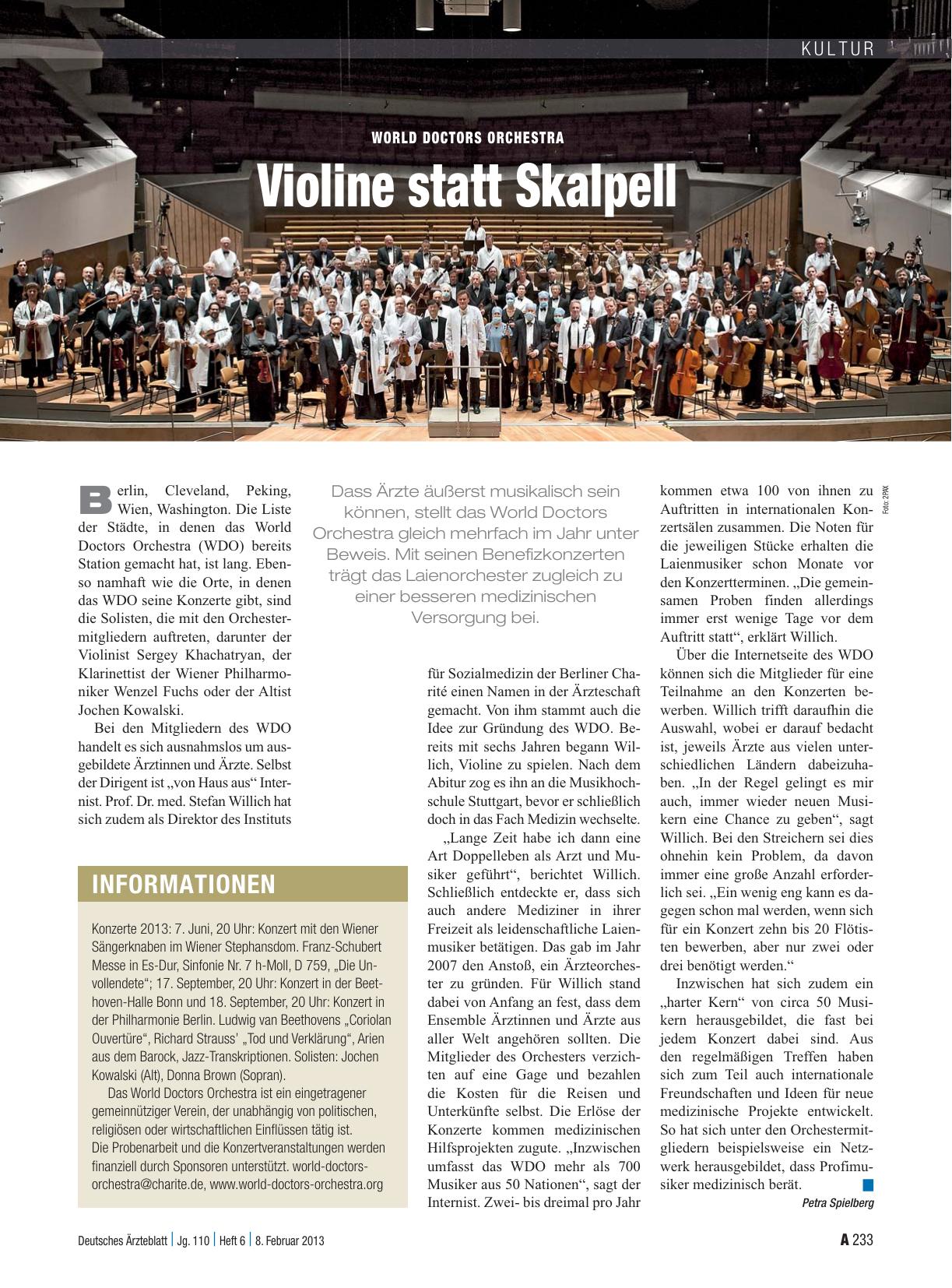 Vorschauseite 1: World Doctors Orchestra: Violine statt Skalpell