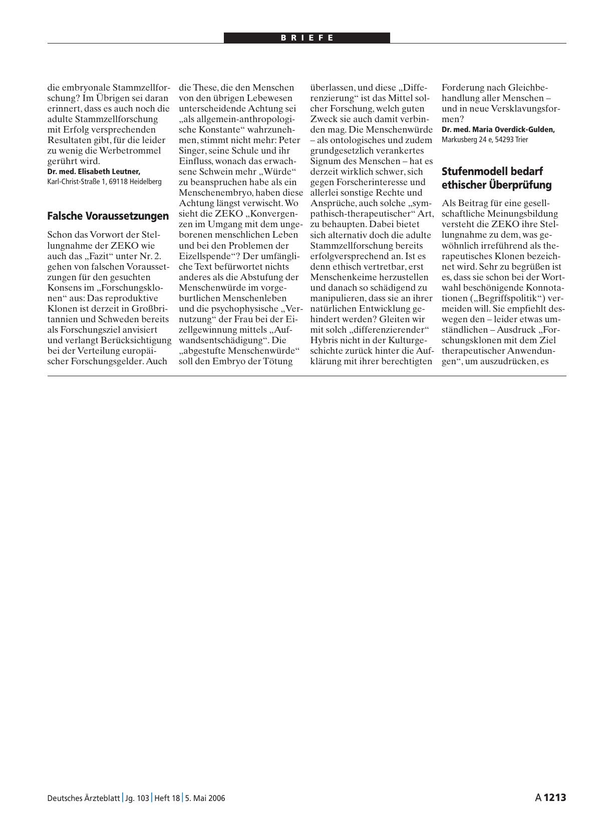 Vorschauseite 1: Forschungsklonen: Falsche Voraussetzungen