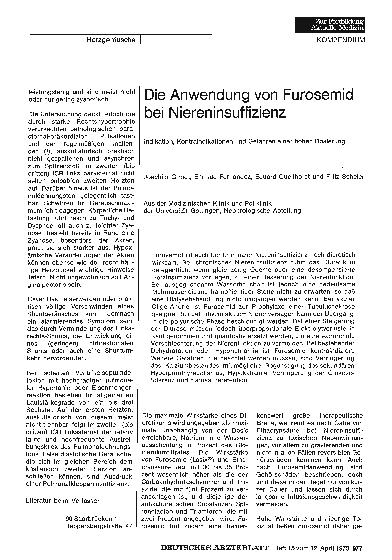 Vorschauseite 1: Die Anwendung von Furosemid bei Niereninsuffizienz: Indikation, Kontraindikationen und Gefahren einer hohen Dosierung
