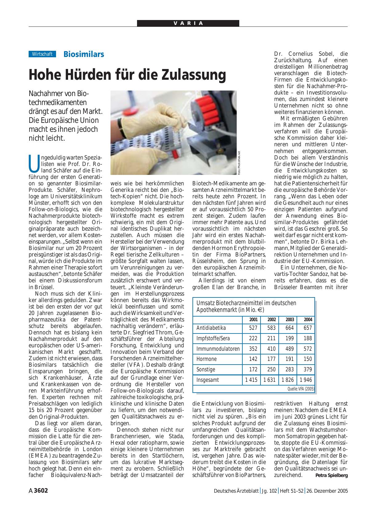 Vorschauseite 1: Biosimilars: Hohe Hürden für die Zulassung