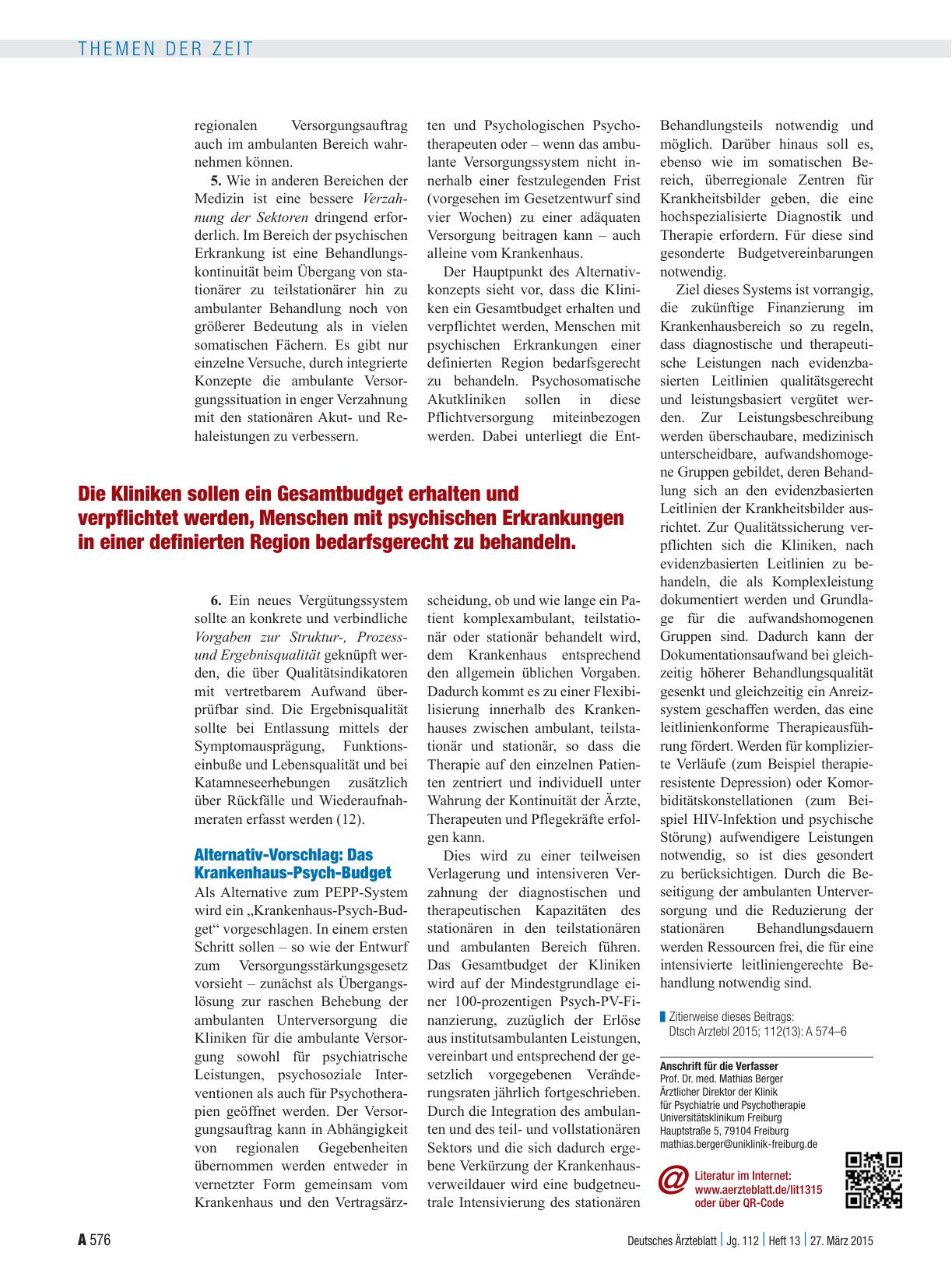 Vorschauseite 3: Psychiatrische Versorgung: Das Krankenhaus-Psych-Budget – ein Alternativkonzept