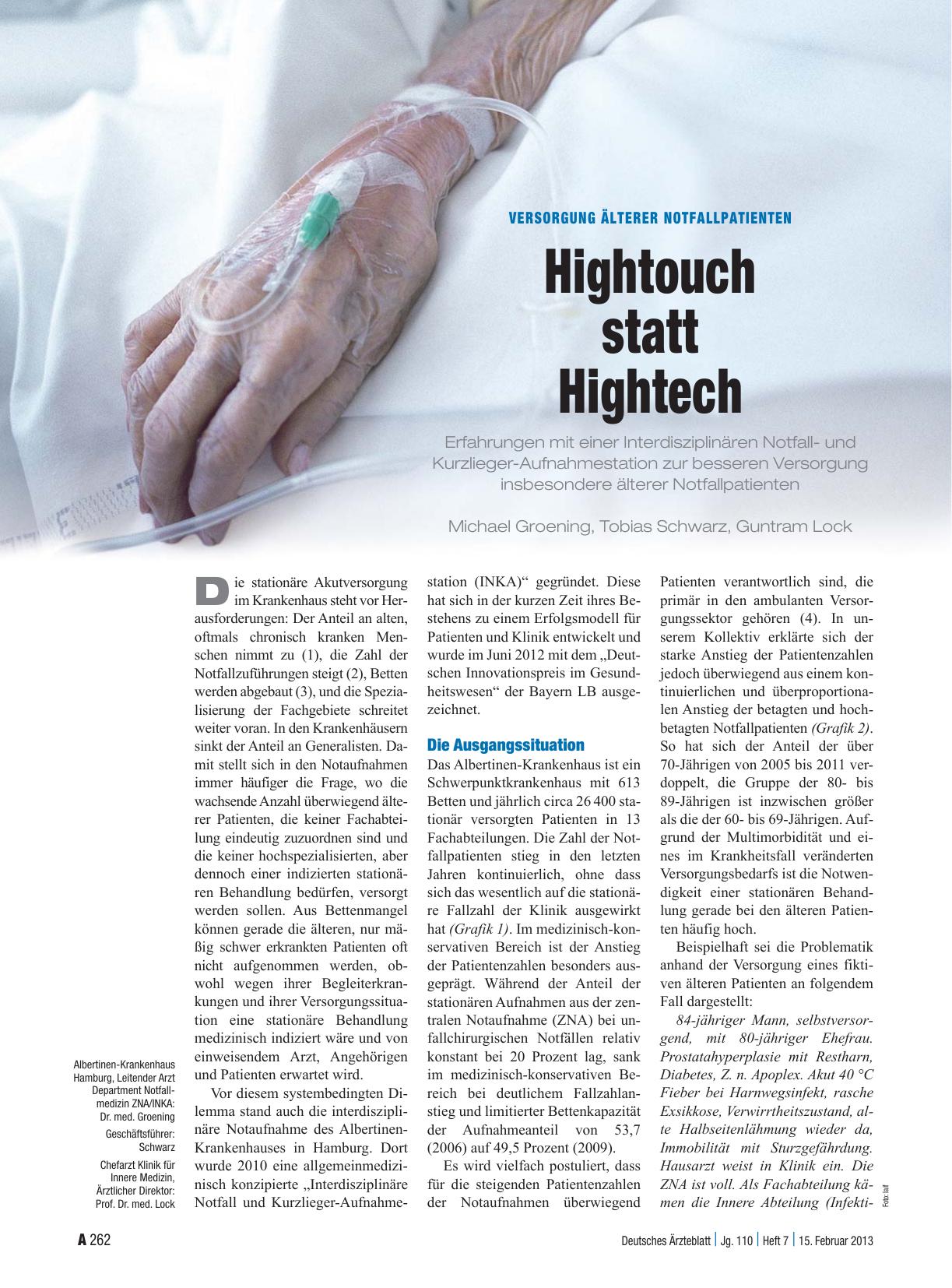 Vorschauseite 1: Versorgung älterer Notfallpatienten: Hightouch statt Hightech