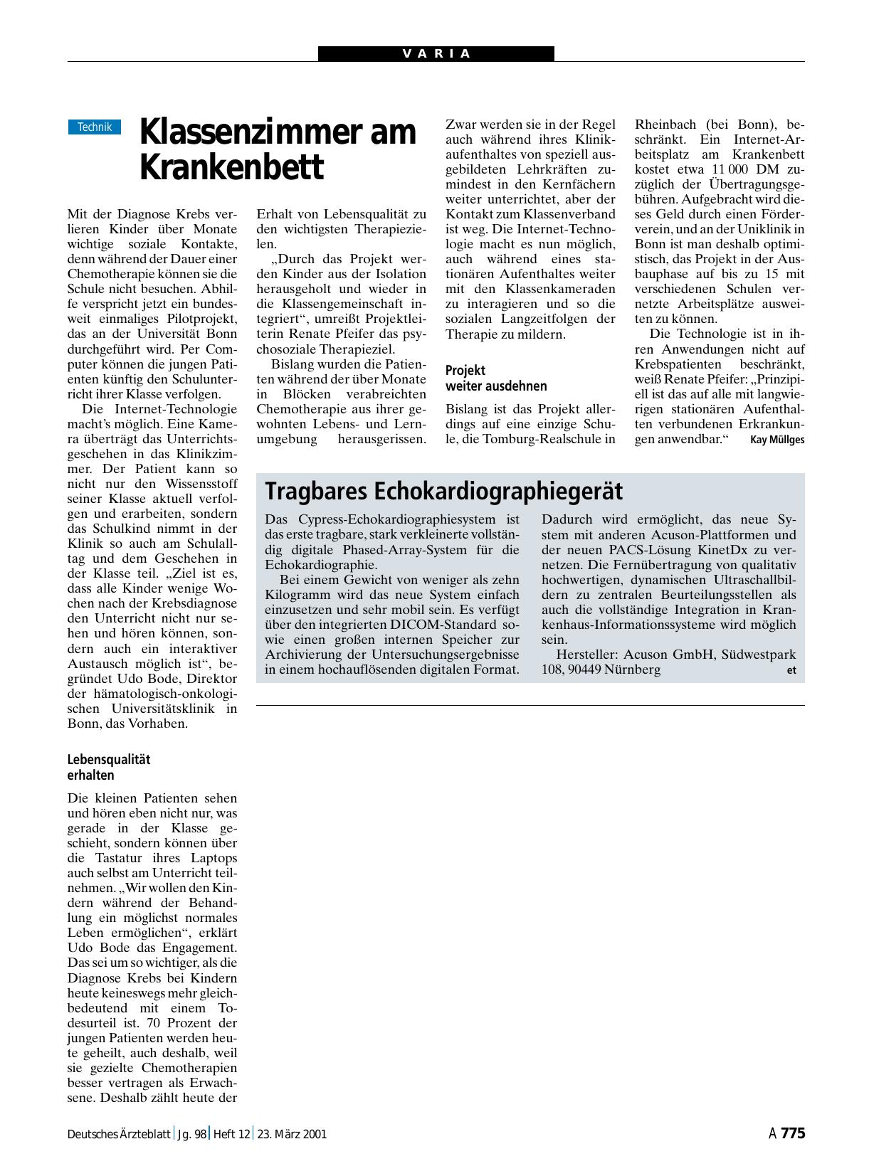 Vorschauseite 1: Tragbares Echokardiographiegerät