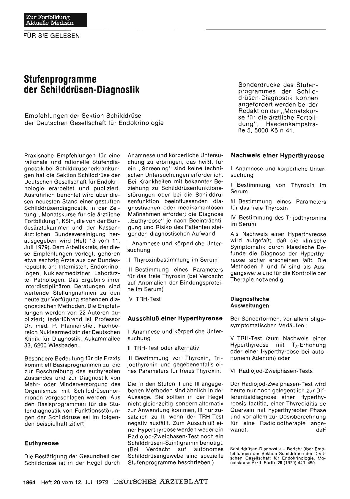 Vorschauseite 1: Stufenprogramme der Schilddrüsen-Diagnostik