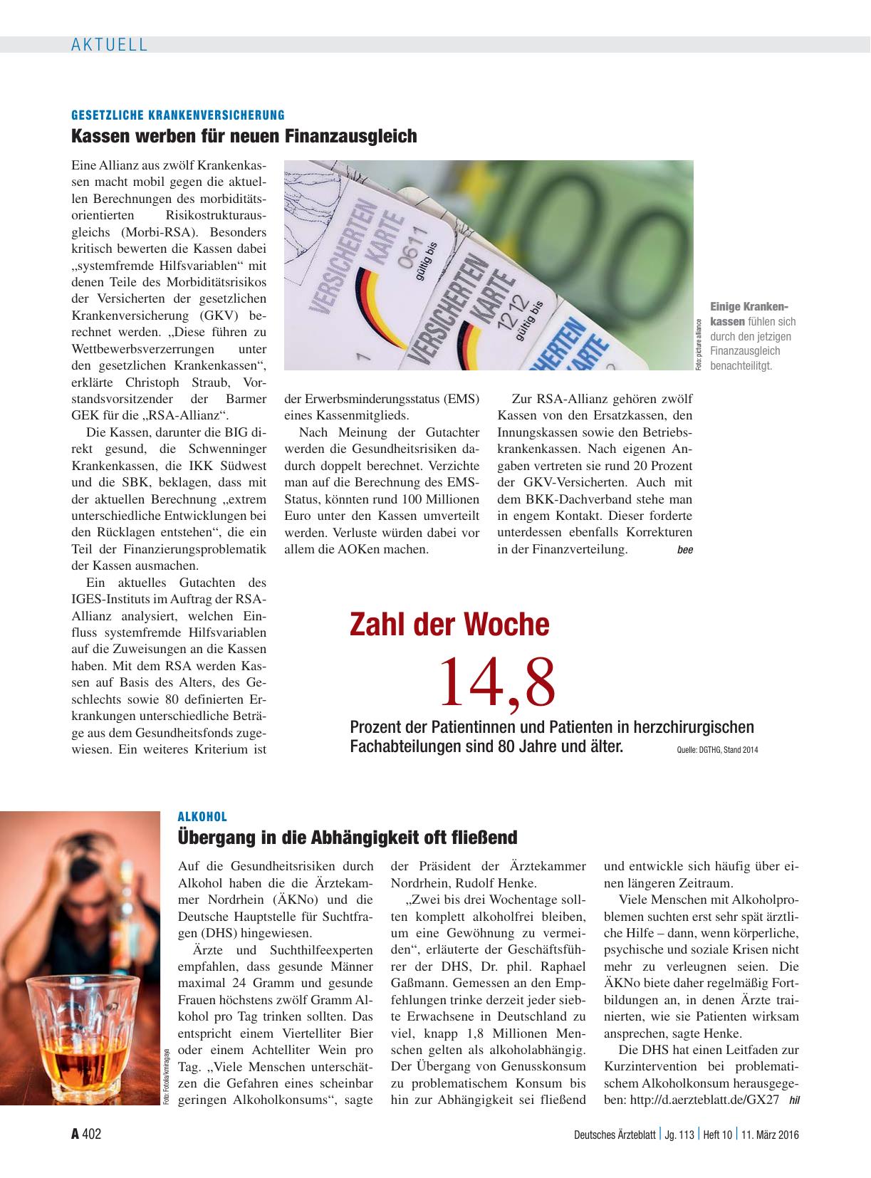 Vorschauseite 1: Gesetzliche Krankenversicherung: Kassen werben für neuen Finanzausgleich