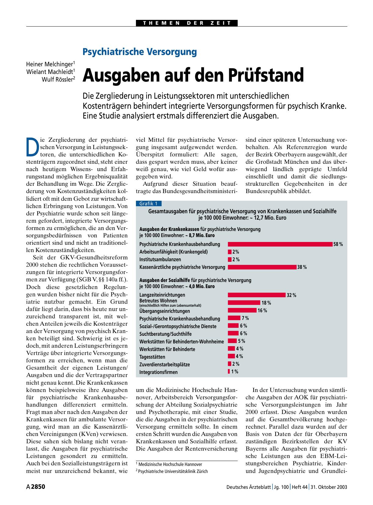 Vorschauseite 1: Psychiatrische Versorgung: Ausgaben auf den Prüfstand