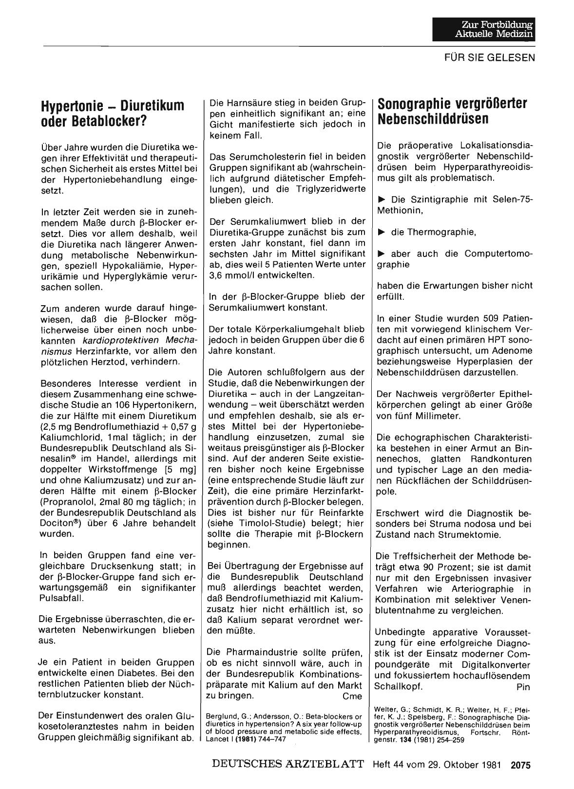 Vorschauseite 1: Hypertonie - Diuretikum oder Betablocker?