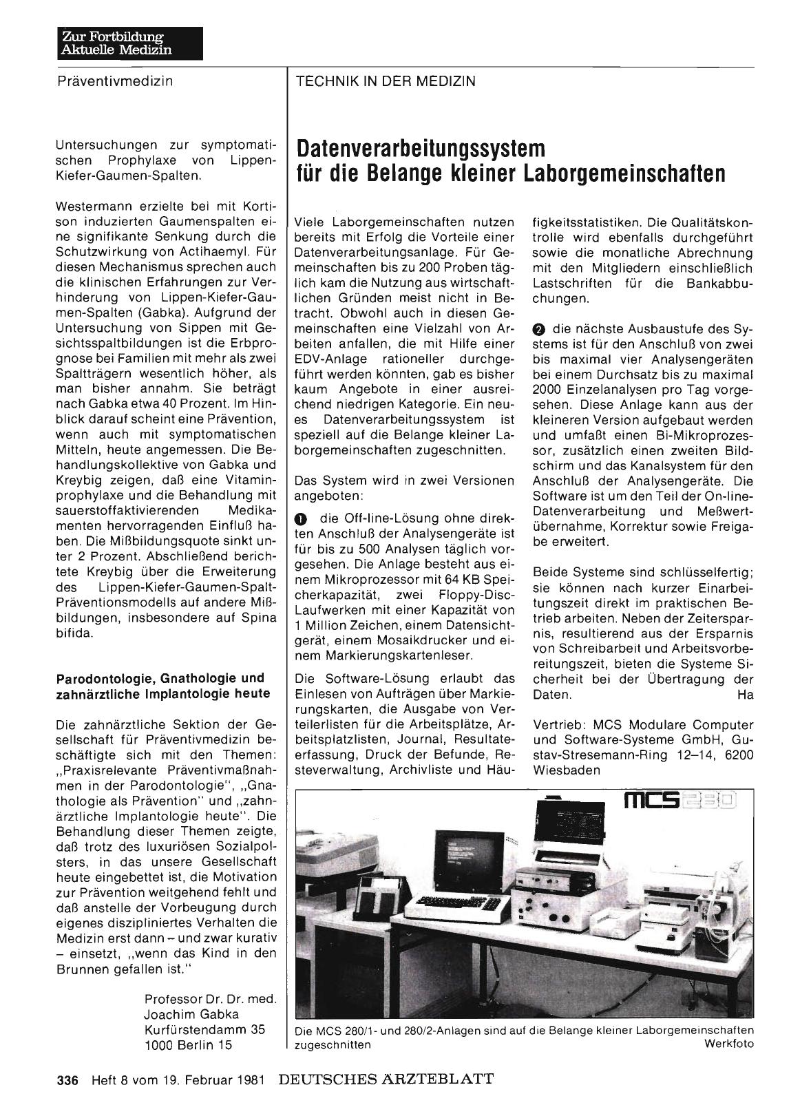 Vorschauseite 1: Datenverarbeitungssystem für die Belange kleiner Laborgemeinschaften
