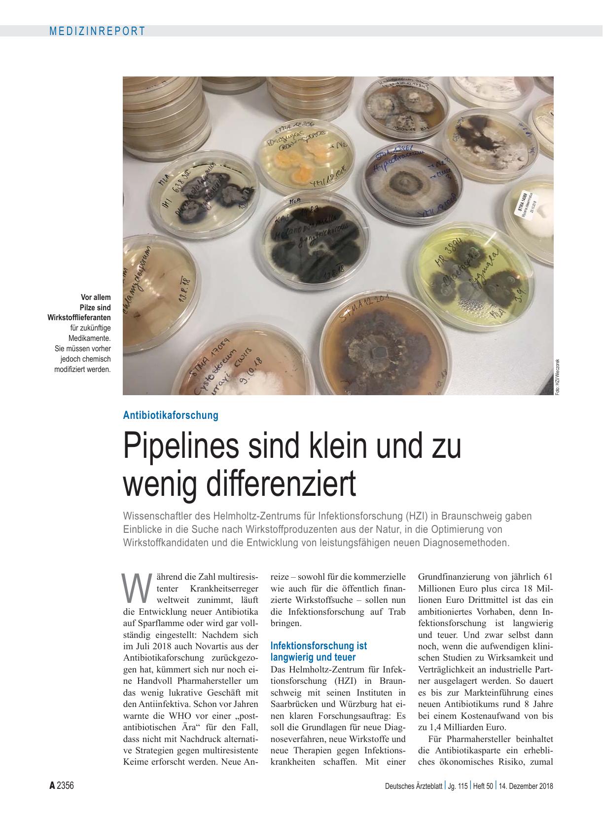 Vorschauseite 1: Antibiotikaforschung: Pipelines sind klein und zu wenig differenziert