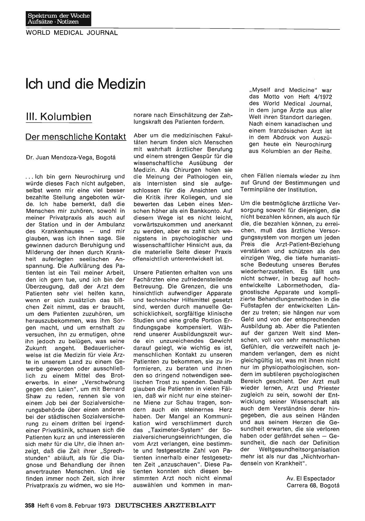 Vorschauseite 1: Ich und die Medizin III. : Kolumbien— Der menschliche Kontakt