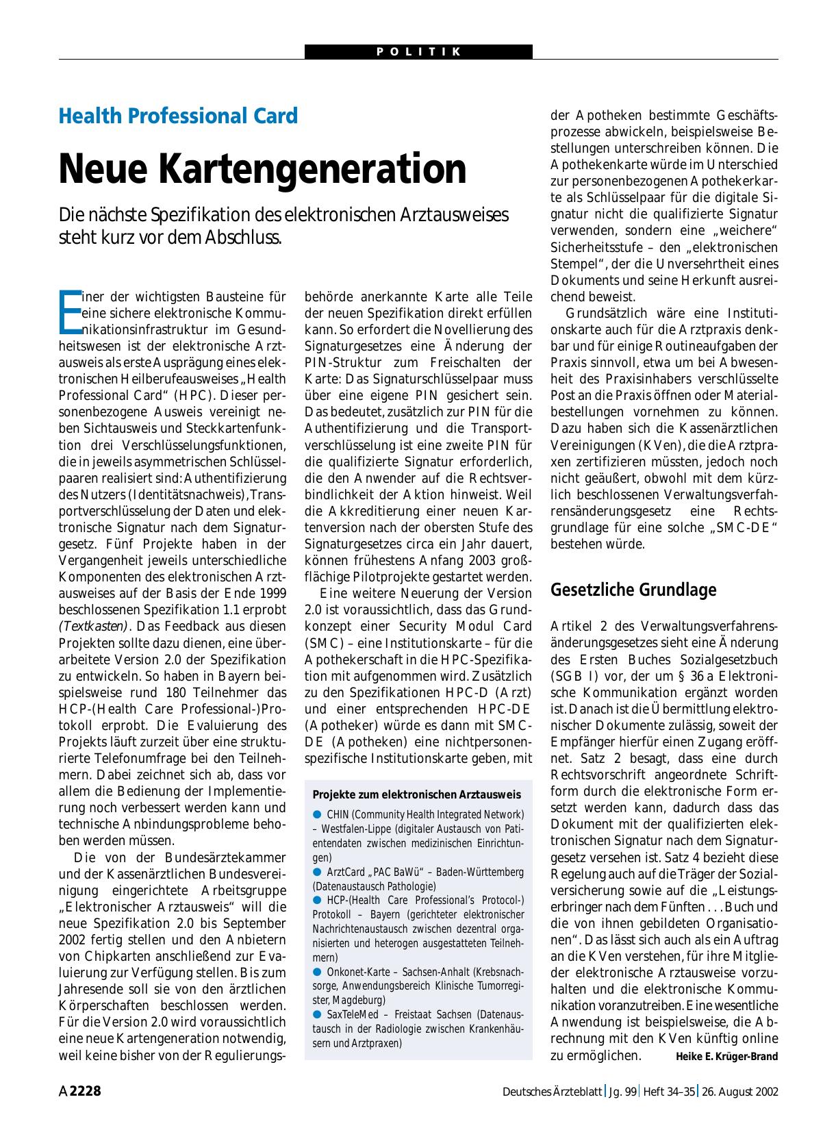 Vorschauseite 1: Health Professional Card: Neue Kartengeneration