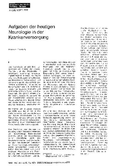 Vorschauseite 1: Aufgaben der heutigen Neurologie in der Krankenversorgung