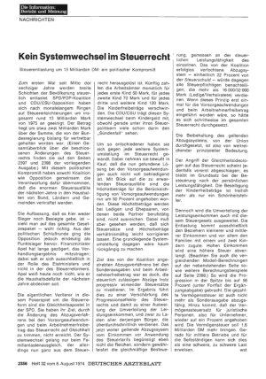 Vorschauseite 1: Kein Systemwechsel im Steuerrecht: Steuerentlastung um 13 Milliarden DM: ein politischer Kompromiß