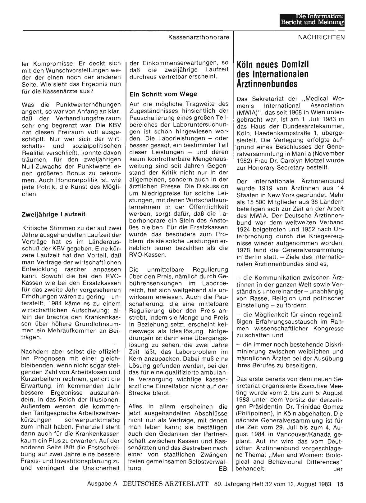 Vorschauseite 1: Köln neues Domizil des Internationalen Ärztinnenbundes