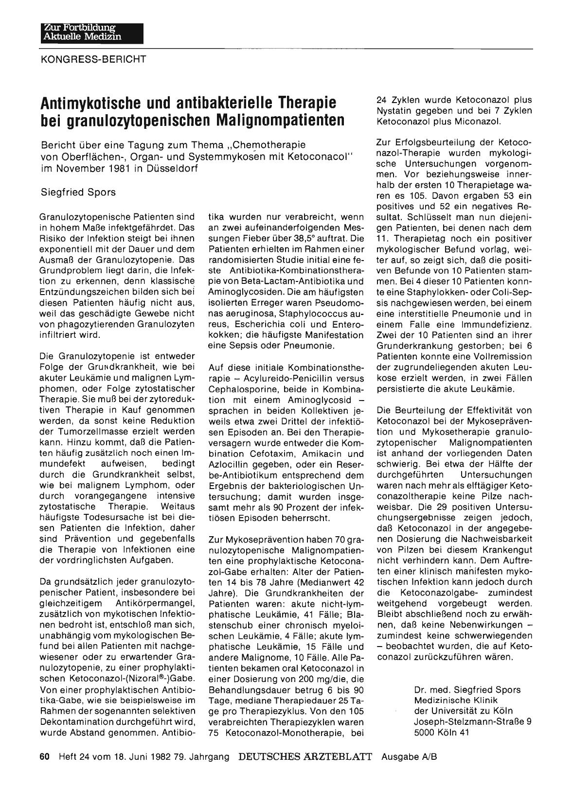Vorschauseite 1: Antimykotische und antibakterielle Therapie bei granulozytopenischen Malignompatienten
