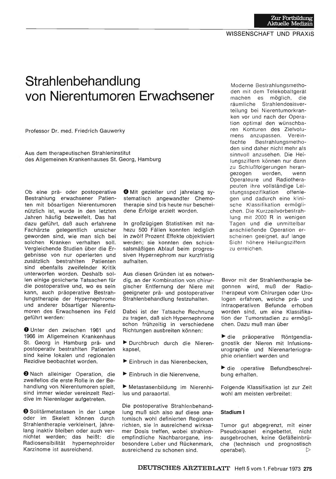 Vorschauseite 1: Strahlenbehandlung von Nierentumoren Erwachsener