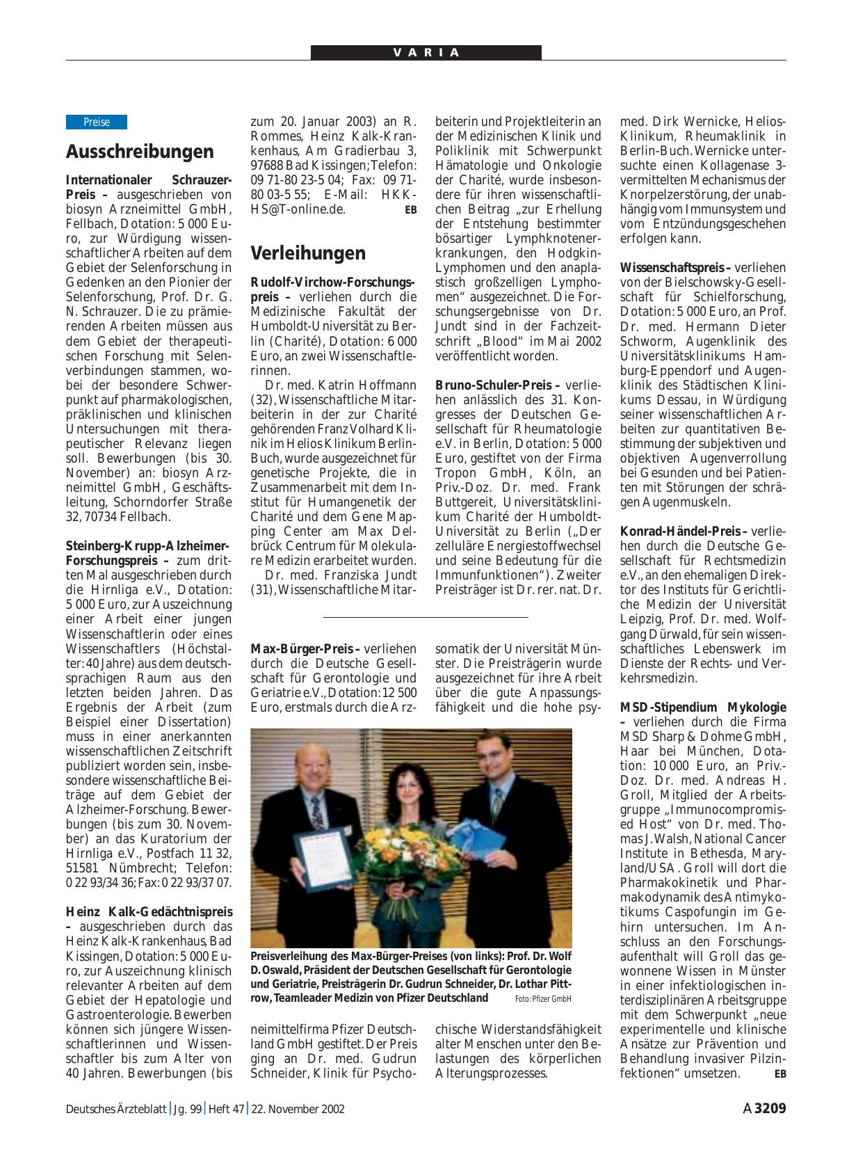 Vorschauseite 1: Ausschreibungen