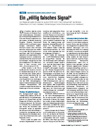 Vorschauseite 1: Deutsche Diabetes Gesellschaft (DDG): Ein „völlig falsches Signal“