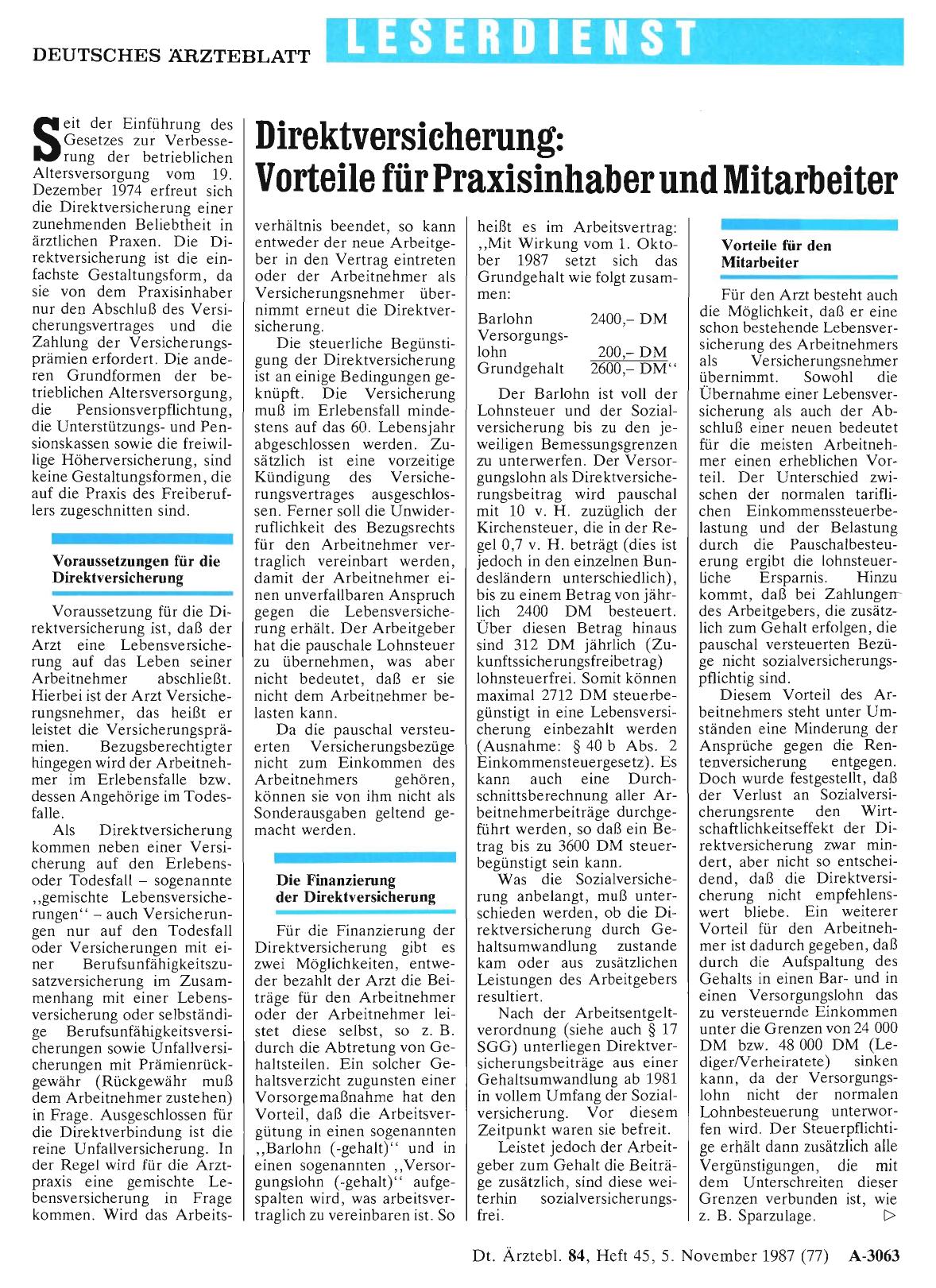 Vorschauseite 1: Direktversicherung: Vorteile für Praxisinhaber und Mitarbeiter