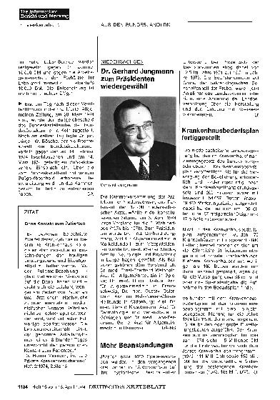 Vorschauseite 1: Niedersachsen: Dr. Gerhard Jungmann zum Präsidenten wiedergewählt