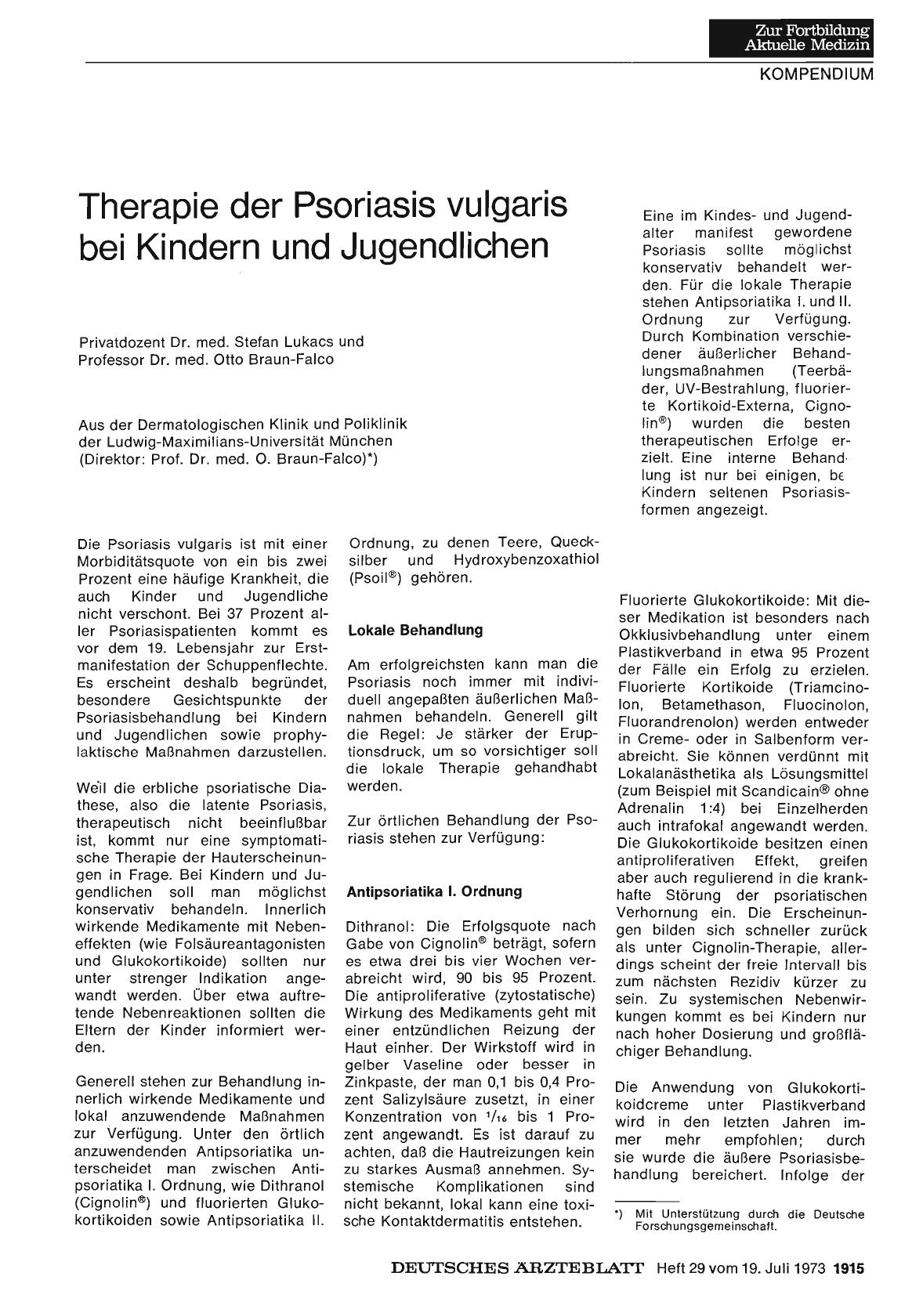 Vorschauseite 1: Therapie der Psoriasis vulgaris bei Kindern und Jugendlichen