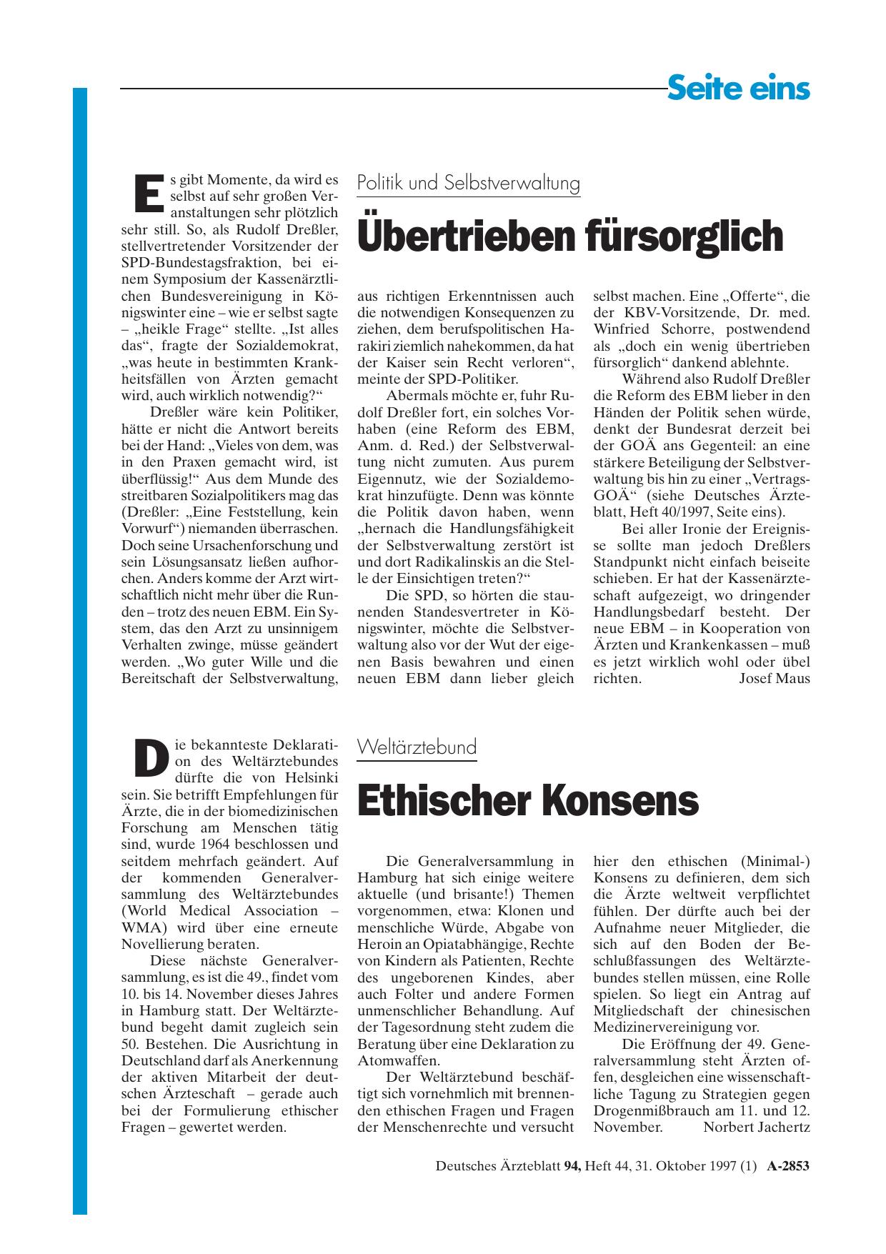 Vorschauseite 1: Weltärztebund: Ethischer Konsens