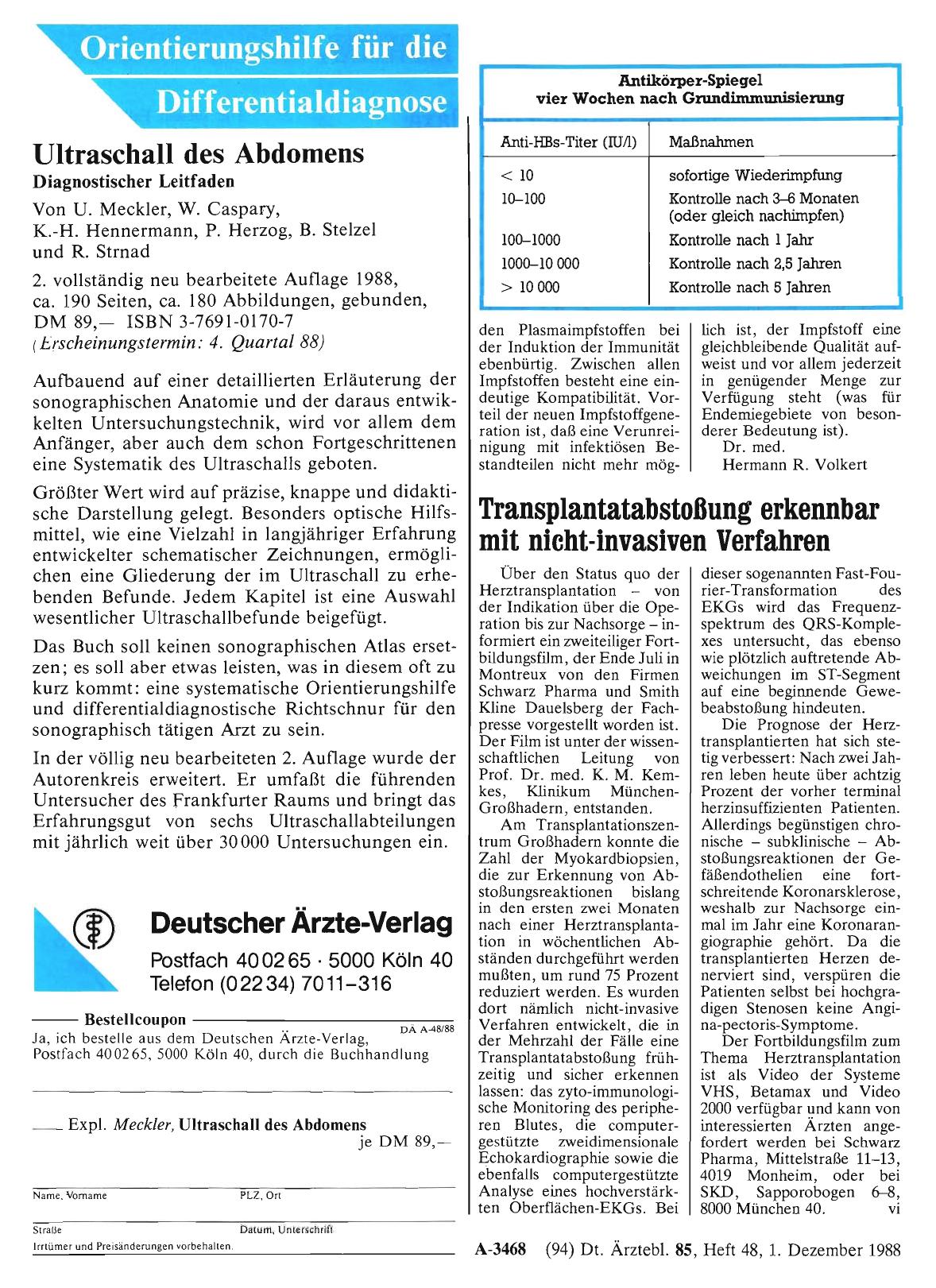 Vorschauseite 1: Transplantatabstoßung erkennbar mit nicht-invasiven Verfahren