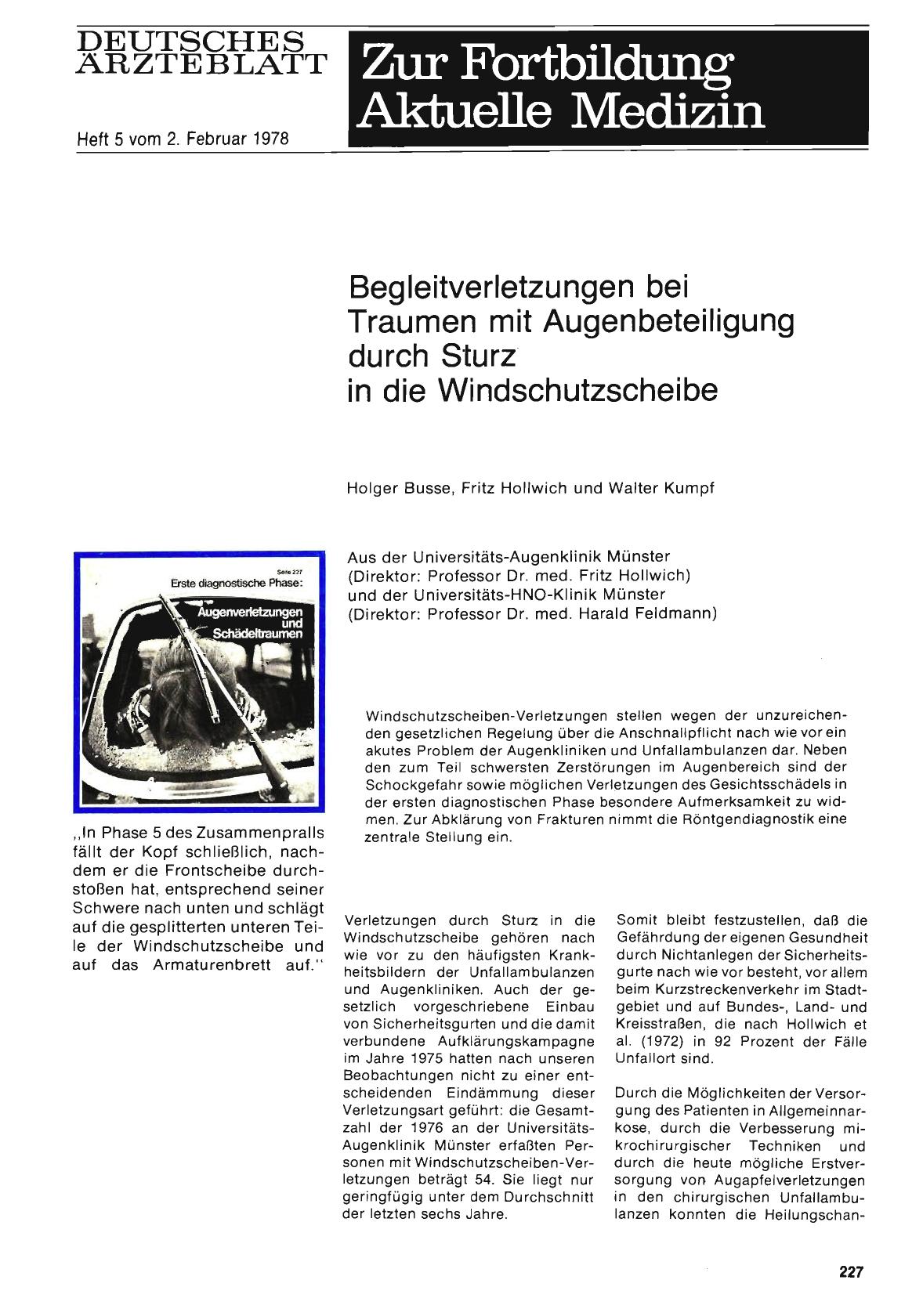 Vorschauseite 1: Begleitverletzungen bei Traumen mit Augenbeteiligung durch Sturz in die Windschutzscheibe