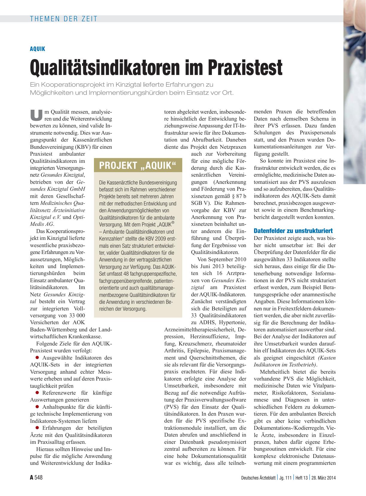 Vorschauseite 1: Aquik: Qualitätsindikatoren im Praxistest