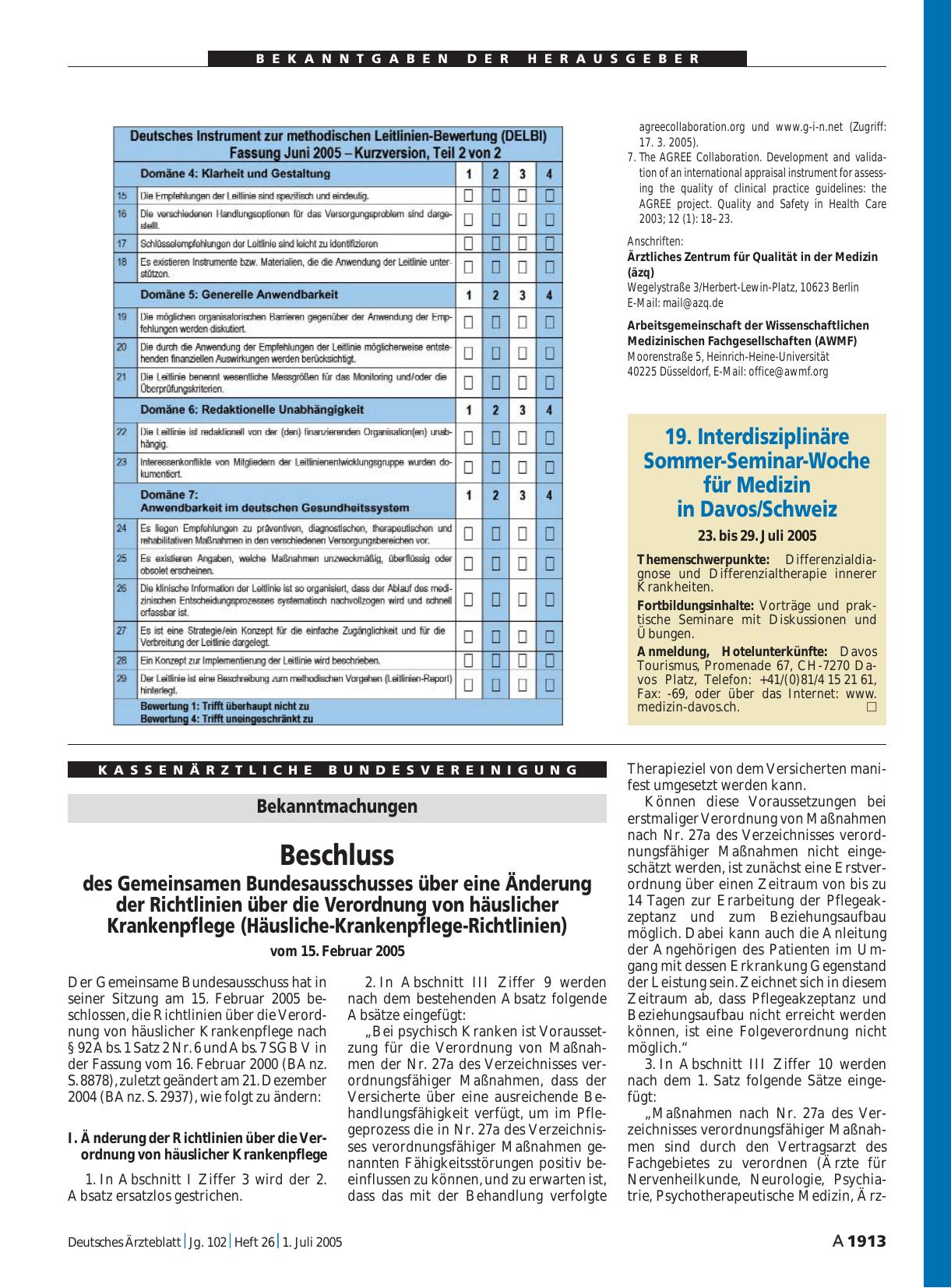 Vorschauseite 1: 19. Interdisziplinäre Sommer-Seminar-Woche für Medizin in Davos/Schweiz