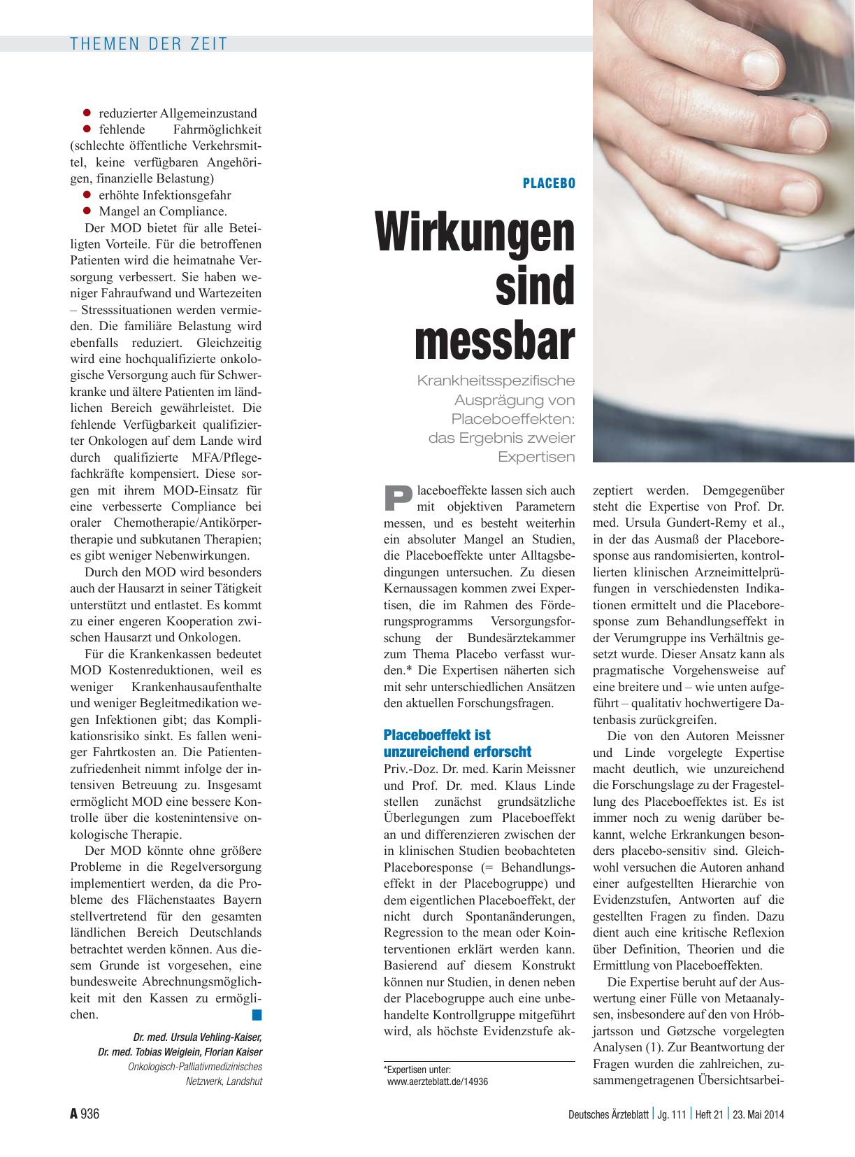 Vorschauseite 1: Placebo: Wirkungen sind messbar